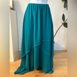 Roper “wear the west”  teal tiered maxi skirt. Flowy high-low. Xsmall-medium